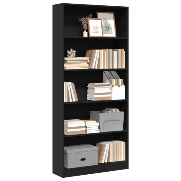 ARDEBO.de - Bücherregal Schwarz 80x24x176 cm Holzwerkstoff