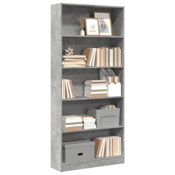 ARDEBO.de - Bücherregal Betongrau 80x24x176 cm Holzwerkstoff
