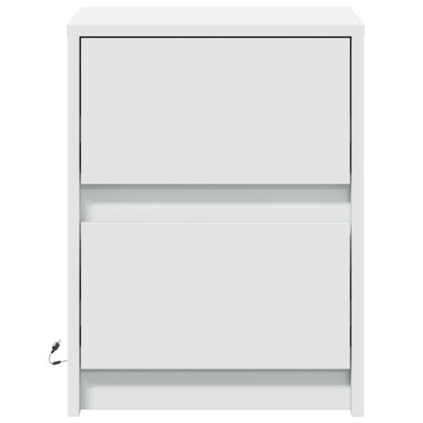 Nachttische mit LED-Leuchten 2 Stk. Weiß Holzwerkstoff