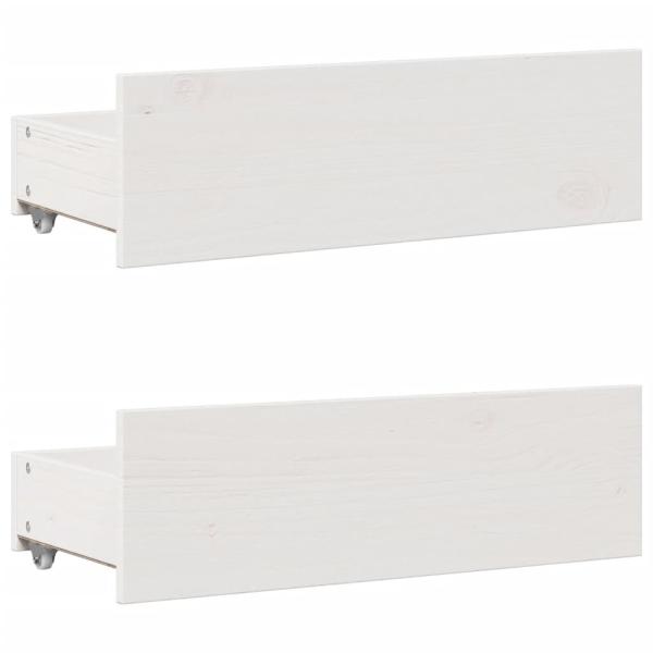 Massivholzbett ohne Matratze mit Schubladen Weiß 90x190 cm