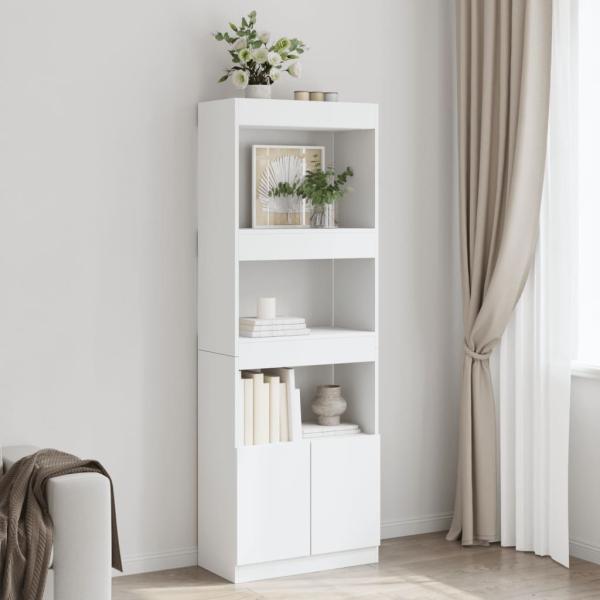 ARDEBO.de - Highboard Weiß 63x33x180 cm Holzwerkstoff