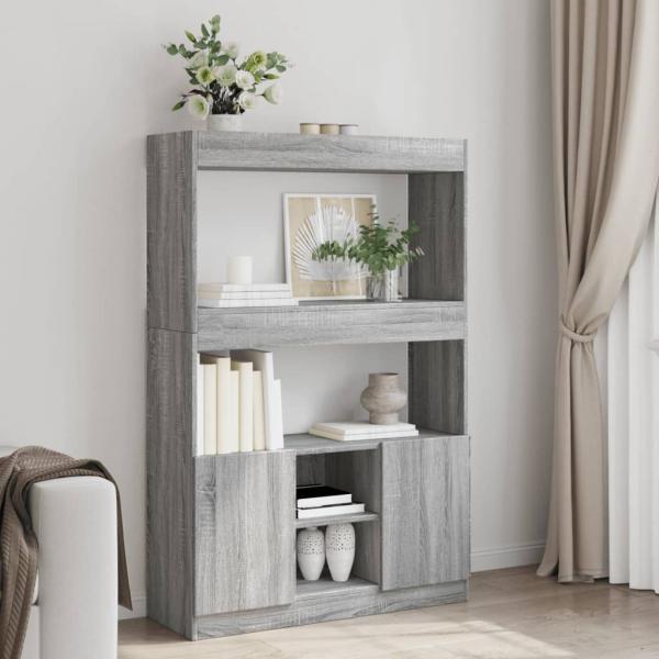ARDEBO.de - Highboard Grau Sonoma 92x33x140 cm Holzwerkstoff