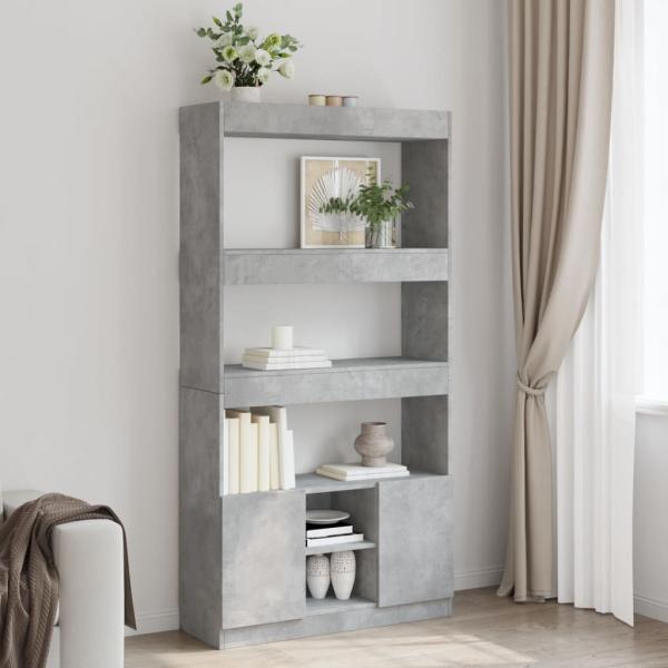 ARDEBO.de - Highboard Betongrau 92x33x180 cm Holzwerkstoff