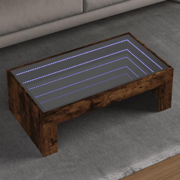 ARDEBO.de - Couchtisch mit Infinity-LED Räuchereiche 90x50x30 cm
