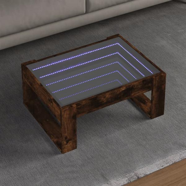 ARDEBO.de - Couchtisch mit Infinity-LED Räuchereiche 70x53x30 cm