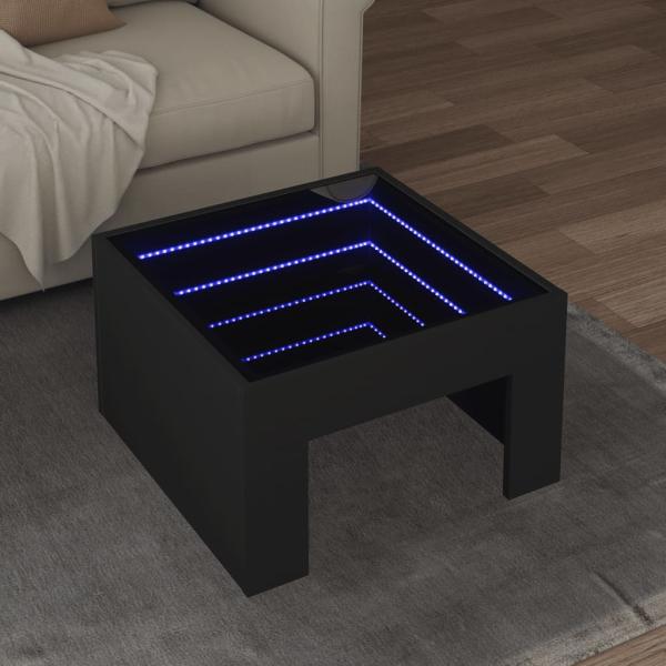 ARDEBO.de - Couchtisch mit Infinity-LED Schwarz 50x50x30 cm