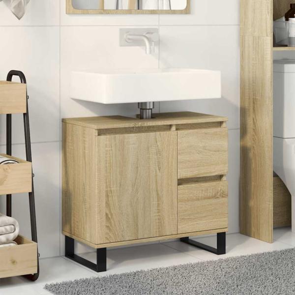 ARDEBO.de - Badschrank Sonoma-Eiche 65x33x60 cm Holzwerkstoff