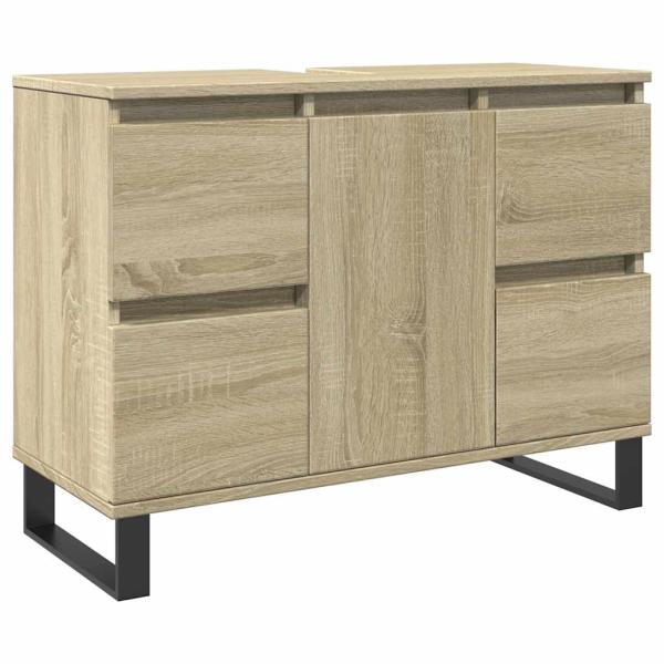 ARDEBO.de - Badschrank Sonoma-Eiche 80x33x60 cm Holzwerkstoff