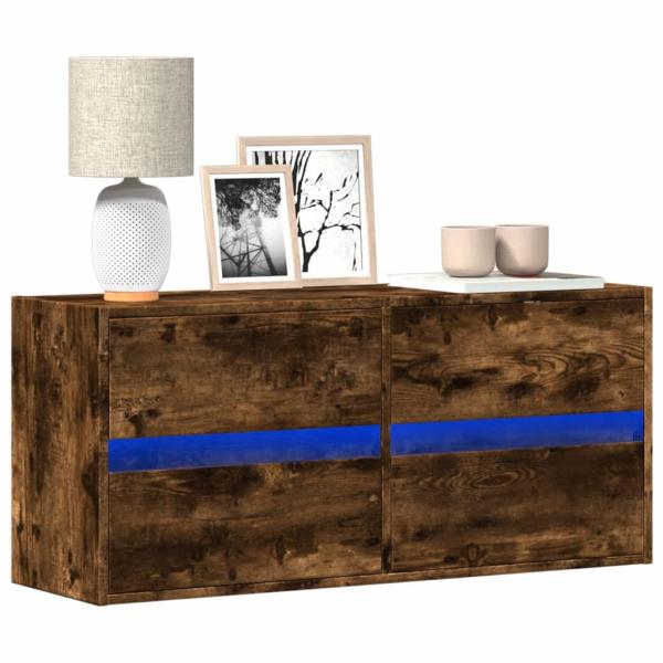 ARDEBO.de - TV-Wandschrank mit LED-Beleuchtung Räuchereiche 100x31x45 cm