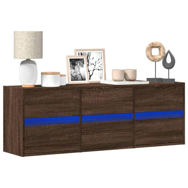 ARDEBO.de - TV-Wandschrank LED-Beleuchtung Braun Eichen-Optik 130x31x45 cm