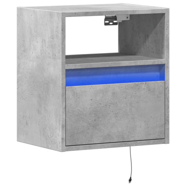 Wand-Nachttisch mit LED-Leuchten Betongrau