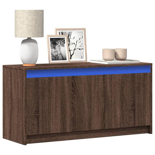 ARDEBO.de - TV-Schrank mit LED-Beleuchtung Braun Eichen-Optik 100x34x50 cm