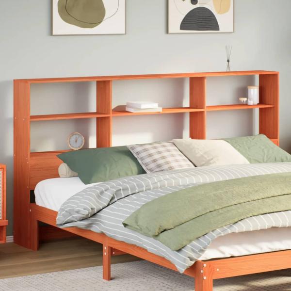 ARDEBO.de - Kopfteil mit Stauraum Wachsbraun 200 cm Massivholz Kiefer