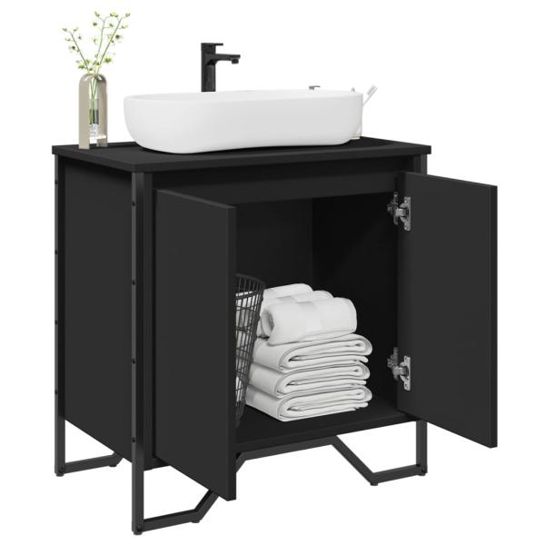 ARDEBO.de - Waschbeckenunterschrank Schwarz 60x35x60 cm Holzwerkstoff