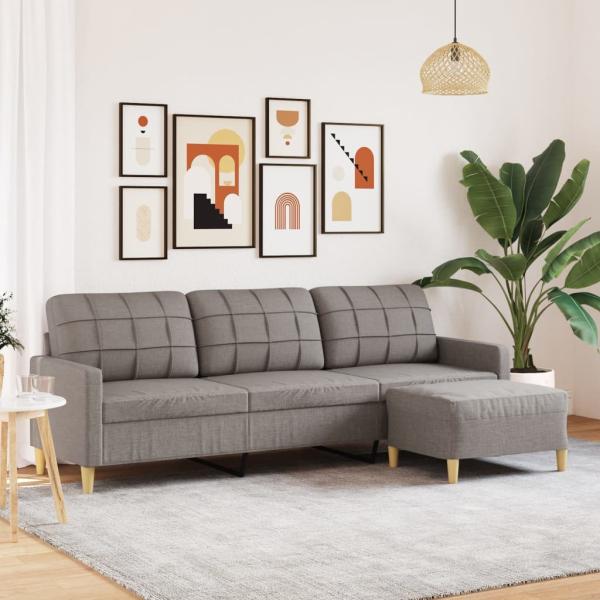 ARDEBO.de - 3-Sitzer-Sofa mit Hocker Taupe 210 cm Stoff