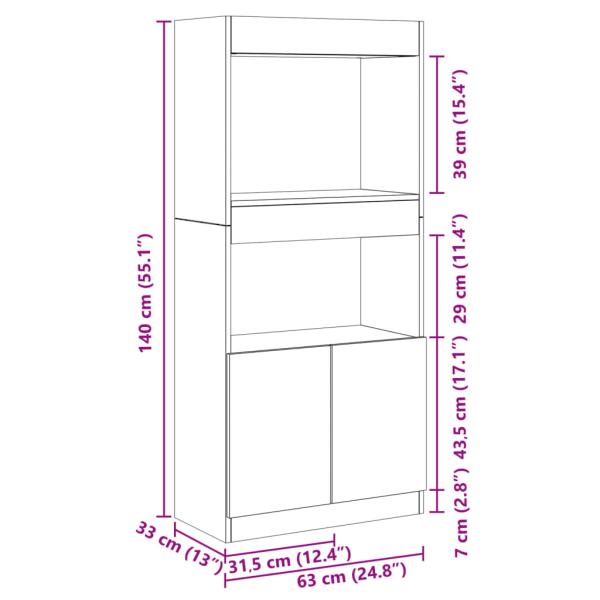 Highboard Betongrau 63x33x140 cm Holzwerkstoff