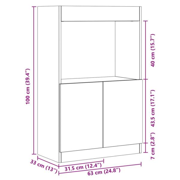 Highboard Grau Sonoma-Eiche 63x33x100 cm Holzwerkstoff