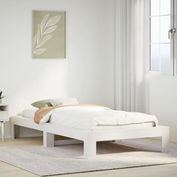 ARDEBO.de - Massivholzbett ohne Matratze Weiß 75x190 cm Kiefernholz