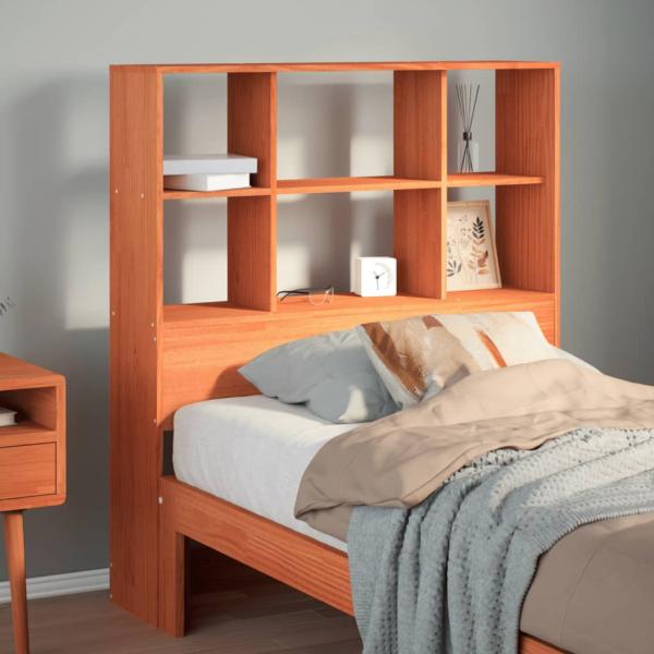 ARDEBO.de - Kopfteil mit Stauraum Wachsbraun 100 cm Massivholz Kiefer