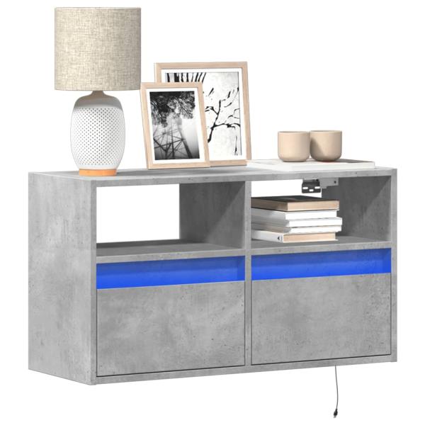ARDEBO.de - TV-Wandschrank mit LED-Beleuchtung Betongrau 80x31x45 cm