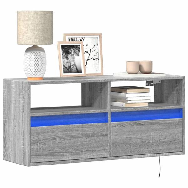 ARDEBO.de - TV-Wandschrank mit LED-Beleuchtung Grau Sonoma 100x31x45 cm
