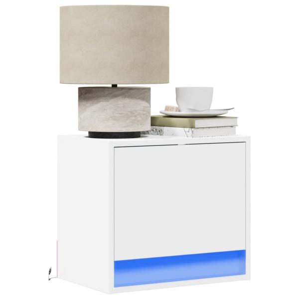 ARDEBO.de - Wand-Nachttische mit LED-Leuchten 2 Stk. Weiß