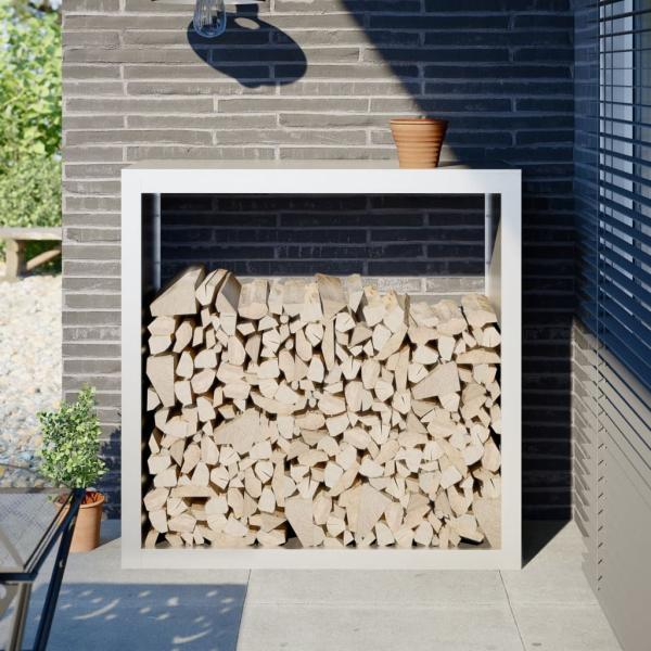 ARDEBO.de - Brennholzregal Weiß 100x40x100 cm Stahl