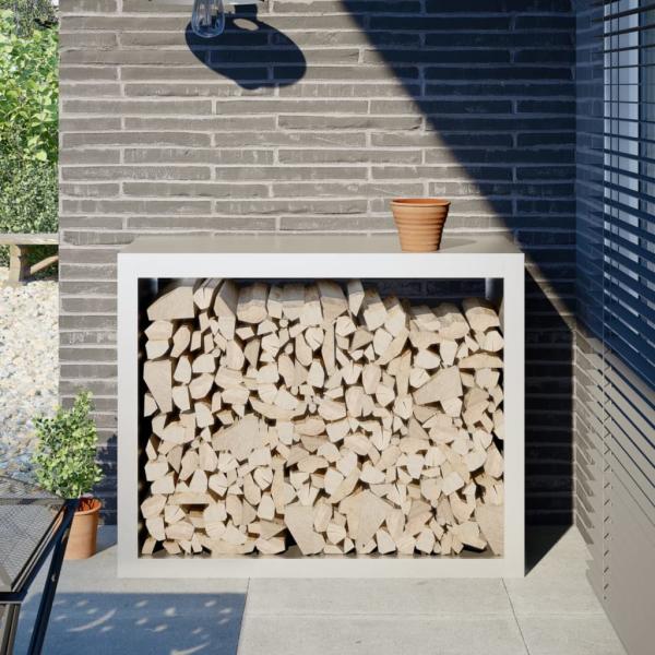 ARDEBO.de - Brennholzregal Weiß 100x40x80 cm Stahl