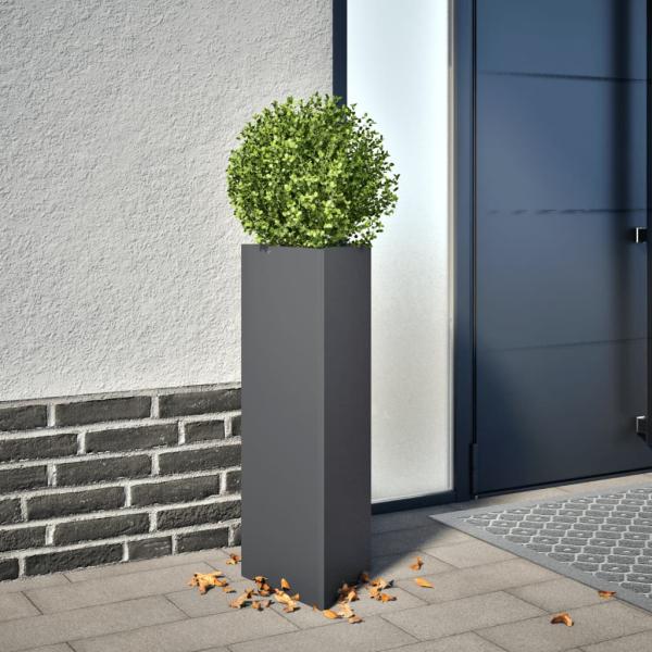 ARDEBO.de - Pflanzkübel Anthrazit Dreieckig 30x26x75 cm Stahl