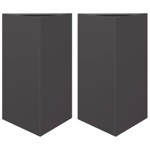 ARDEBO.de - Pflanzkübel 2 Stk. Schwarz Dreieckig 50x43x75 cm Stahl