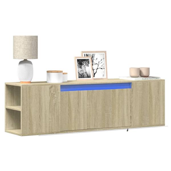 ARDEBO.de - TV-Wandschrank mit LED-Beleuchtung Sonoma-Eiche 135x31x39,5 cm