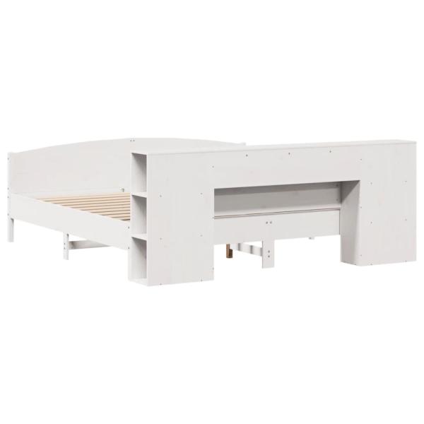 Massivholzbett mit Regal ohne Matratze Weiß 180x200 cm Kiefer