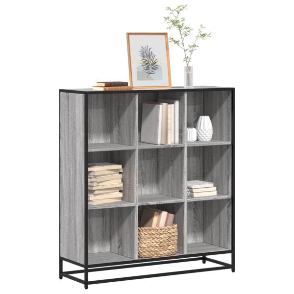 ARDEBO.de - Bücherregal Grau Sonoma 97,5x33x107,5 Holzwerkstoff und Metall