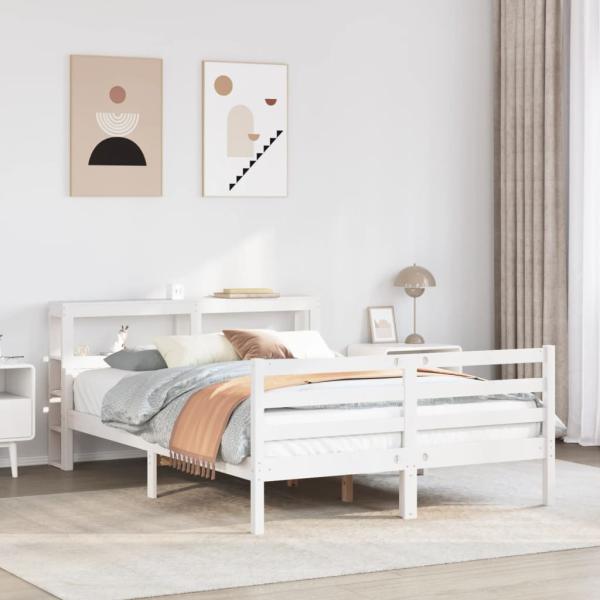 ARDEBO.de - Bettgestell mit Kopfteil ohne Matratze Weiß 140x200 cm