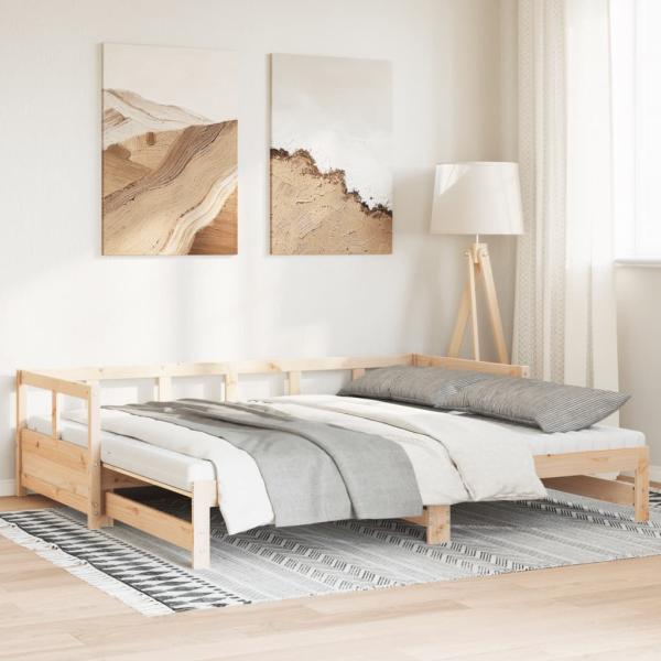 ARDEBO.de - Tagesbett Ausziehbar mit Matratzen 80x200 cm Massivholz Kiefer