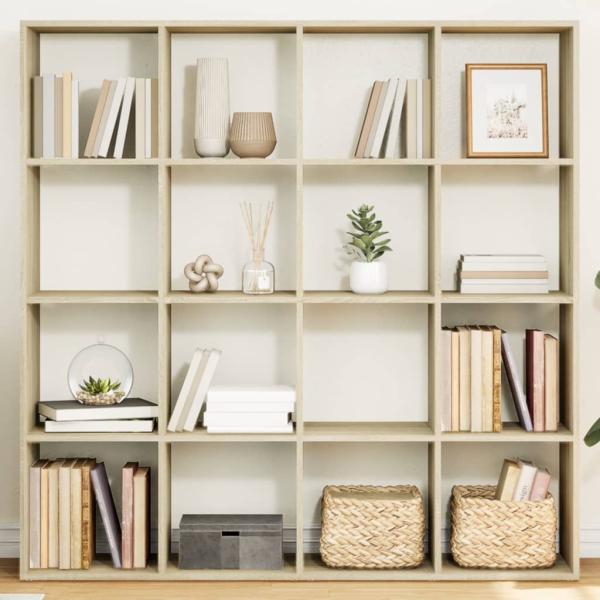 ARDEBO.de - Bücherregal Sonoma-Eiche 137,5x29x137,5 cm Holzwerkstoff
