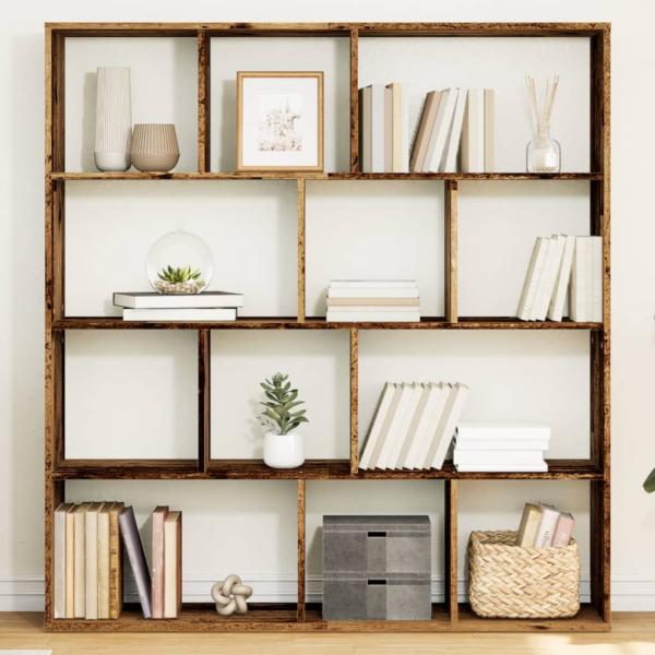 ARDEBO.de - Bücherregal Altholz-Optik 132x29x141,5 cm Holzwerkstoff