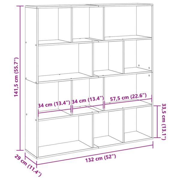 Bücherregal Altholz-Optik 132x29x141,5 cm Holzwerkstoff