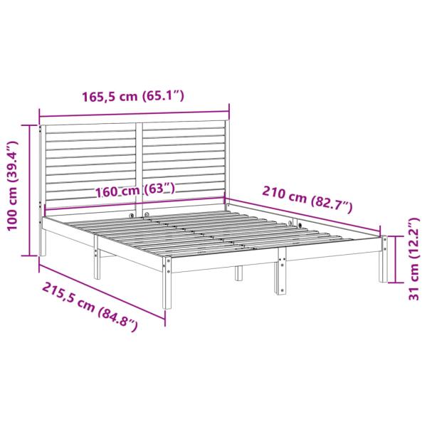 Massivholzbett Extra Lang ohne Matratze 160x210 cm