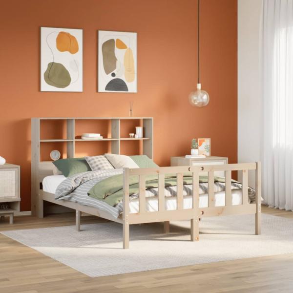 ARDEBO.de - Massivholzbett mit Regal ohne Matratze 140x200 cm Kiefernholz
