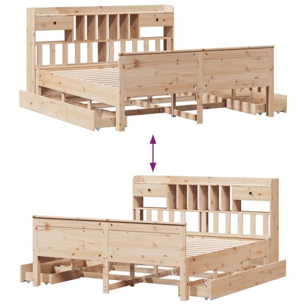 Massivholzbett mit Regal ohne Matratze 180x200 cm Kiefernholz