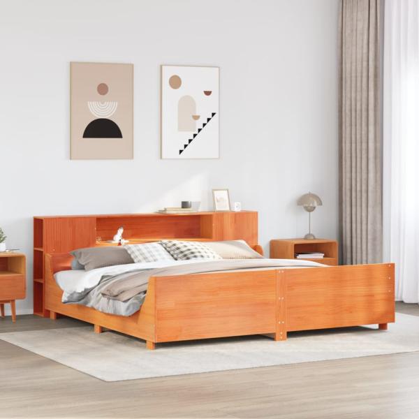 ARDEBO.de - Massivholzbett ohne Matratze Wachsbraun 200x200 Kiefernholz