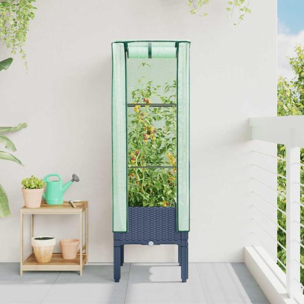 ARDEBO.de - Hochbeet mit Gewächshaus-Aufsatz Rattan-Optik 40x40x140 cm