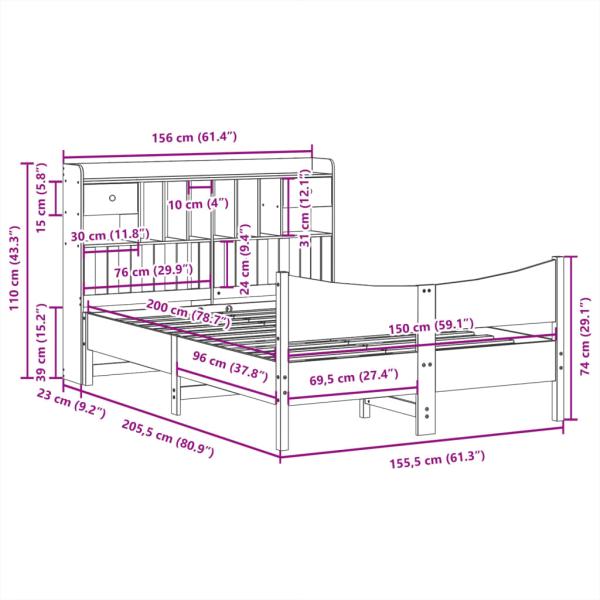 Massivholzbett ohne Matratze 150x200 cm Kiefernholz
