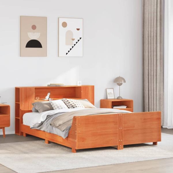 ARDEBO.de - Massivholzbett ohne Matratze Wachsbraun 160x200 Kiefernholz