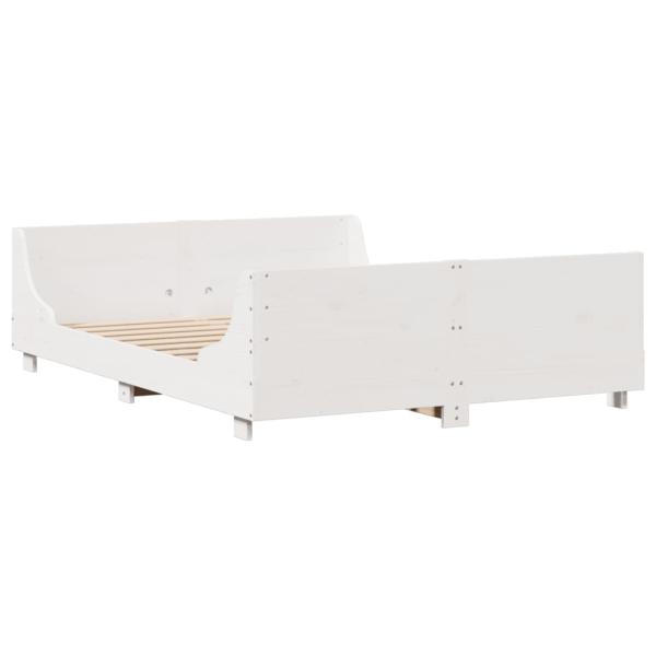 Massivholzbett ohne Matratze Weiß 140x190 cm Kiefernholz