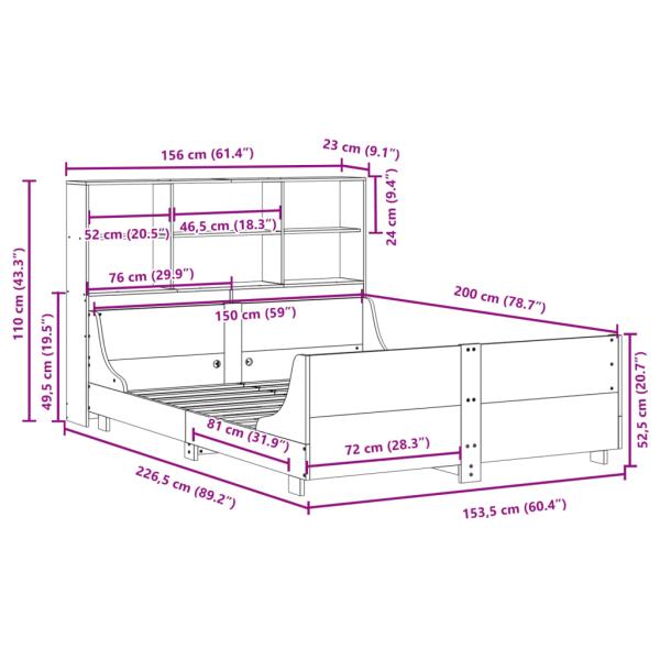 Massivholzbett ohne Matratze Wachsbraun 150x200 cm Massivholz