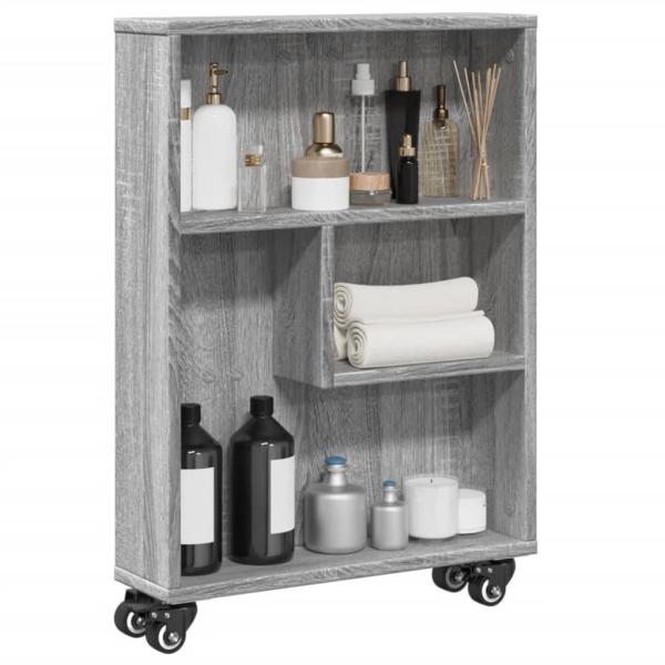 ARDEBO.de - Aufbewahrungswagen Schmal Grau Sonoma 48x13x68 cm Holzwerkstoff