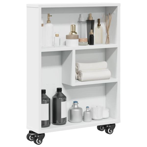 ARDEBO.de - Aufbewahrungswagen Schmal Weiß 48x13x68 cm Holzwerkstoff