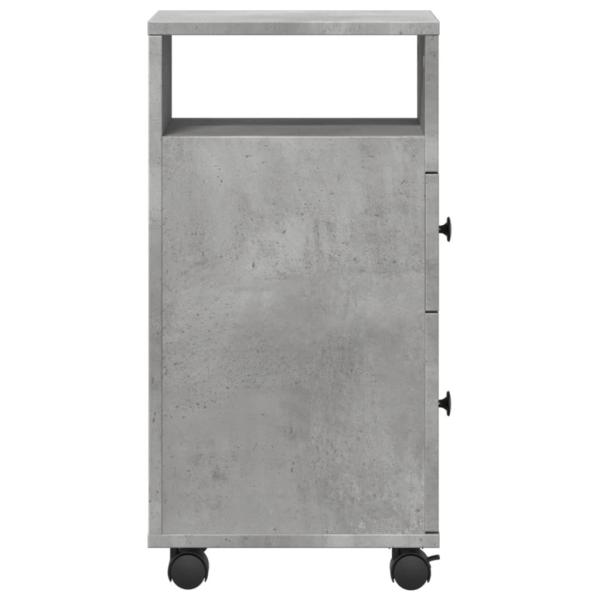 Badschrank Schmal mit Rollen Betongrau Holzwerkstoff